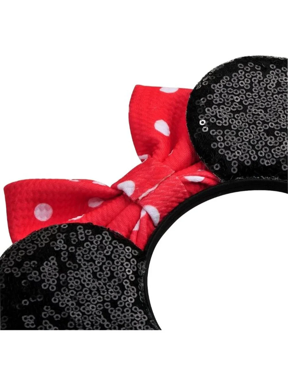 Women Pink Dots Sequin Handmade Mickey Mouse Headband 2 Pieces